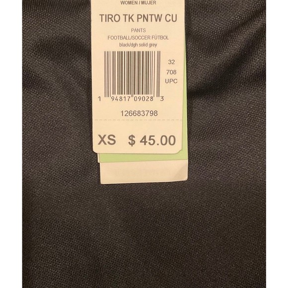 NEW Adidas Track Pants Size XS BLACK WITH GREY STRIPES (looks green in photo) - Picture 1 of 4